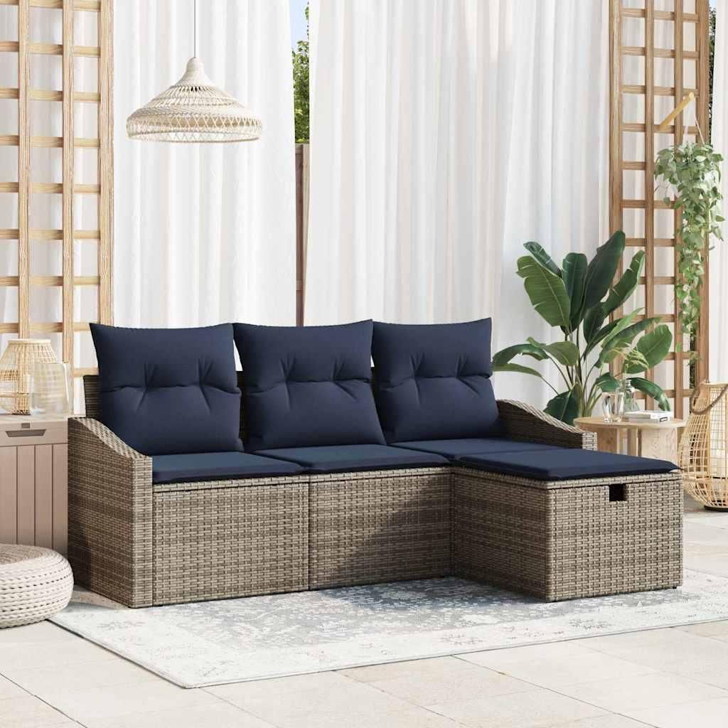 Sofa Set mit Kissen 3 pcs Poly-Rattan - Gartenmöbelgarnituren DE308