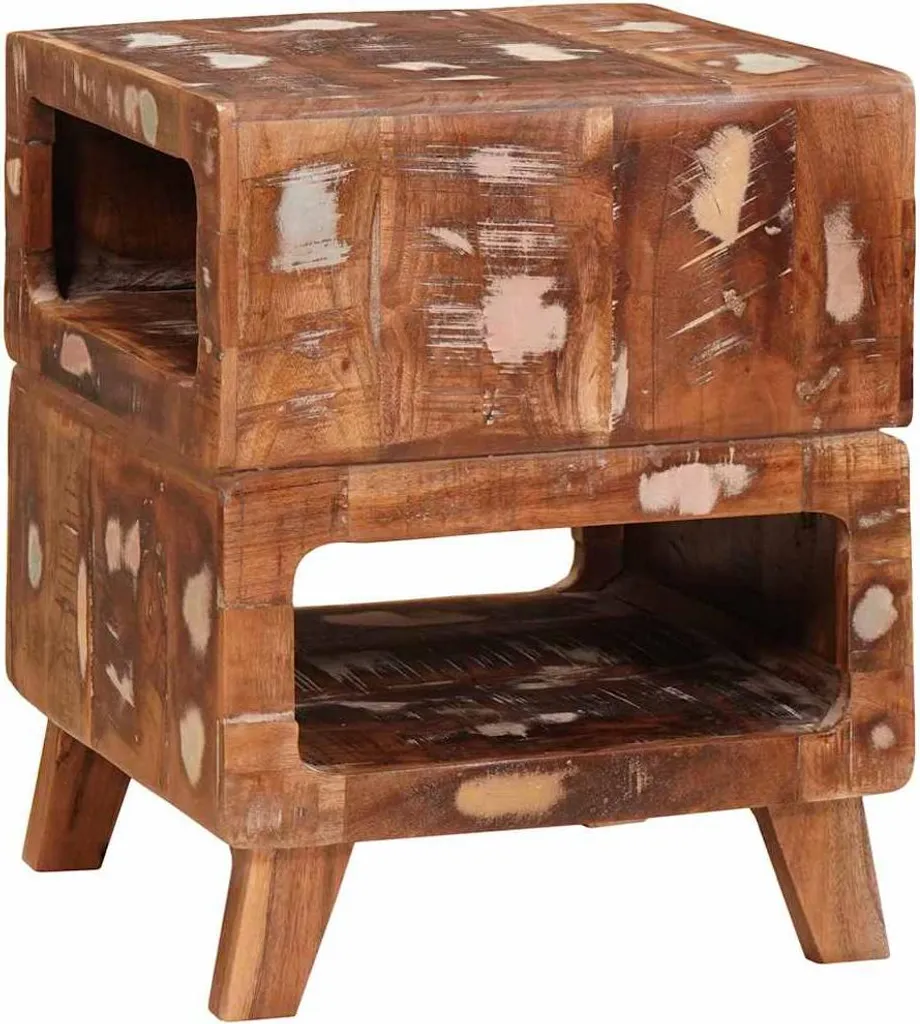 Tavolino Vintage Marrone 40x40x49 | Legno Massello Riciclato Unico