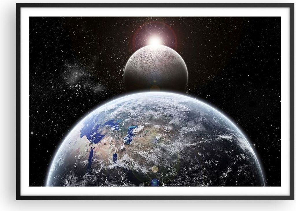 Gerahmtes Poster - Schwarzer Rahmen - Apokalypse Meteorit Sterne Planet - 100x70 cm - Wand Bild - Wanddeko - Wandbilder - Wandposter - Bilderrahmen...