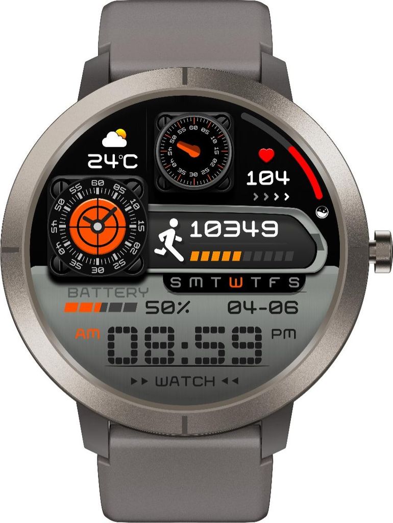 INF GPS Smartwatch mit Multi-Satelliten, AMOLED & Bluetooth Anruf Grau