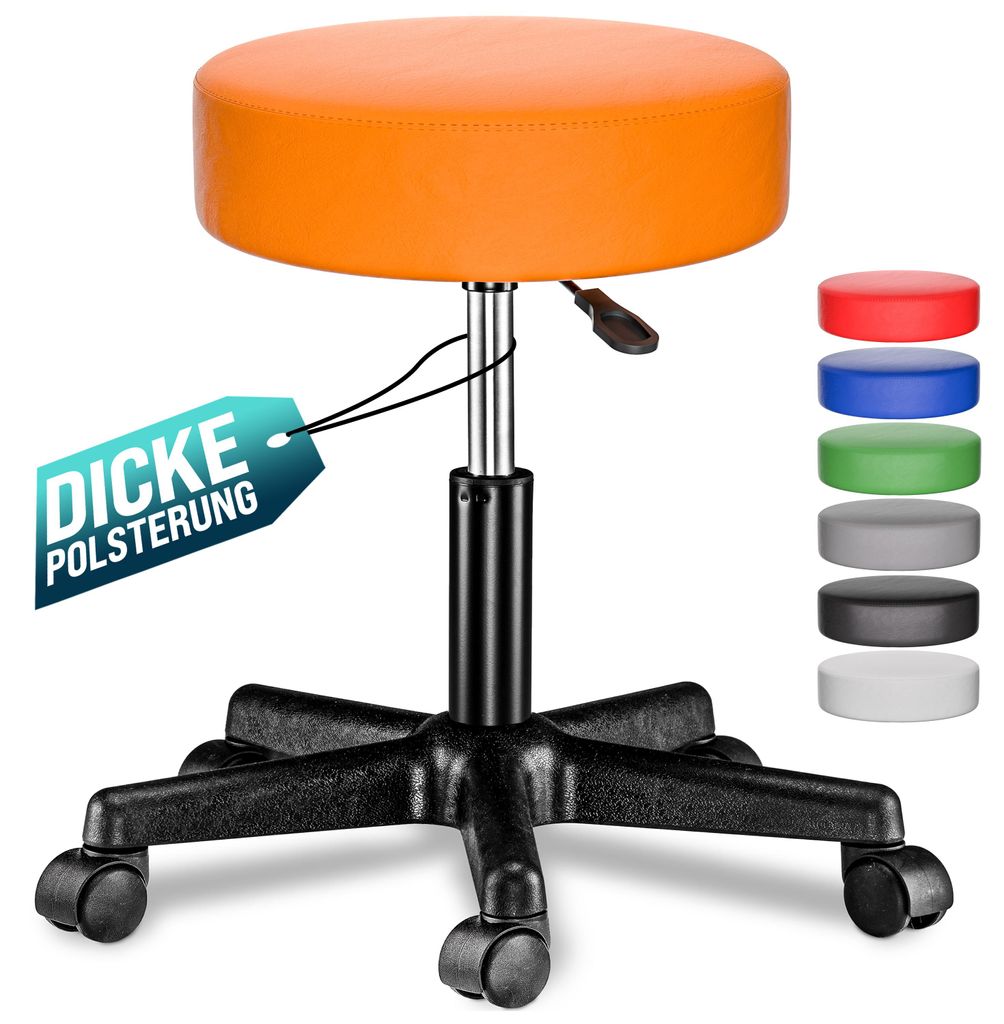 CASARIA® Sgabello con Ruote Regolabile 46-60 cm in Pelle Immagine del prodotto 