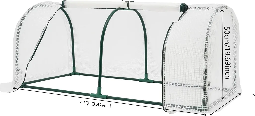 Serre de jardin verte avec fenêtre coulissante et structure robuste