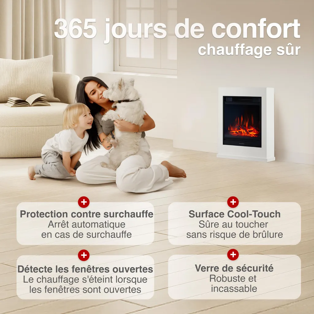 Cheminée électrique avec chauffage et télécommande - Modèle KALLE 3D - 5