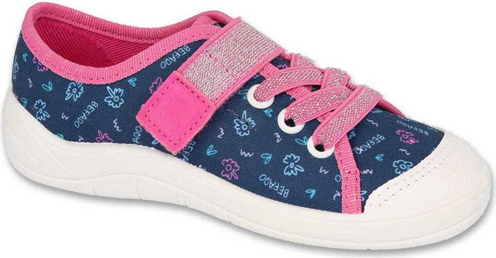 Mädchen Canvas-Sneaker Befado 351Y021 Blau, Klettverschluss