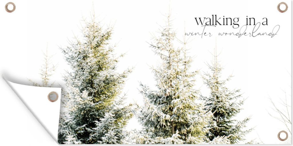 MuchoWow 60x30 cm Outdoor-Poster Gartendeko Sichtschutz Garten Poster für den Garten Weihnachtsbaum - Winter - Schnee