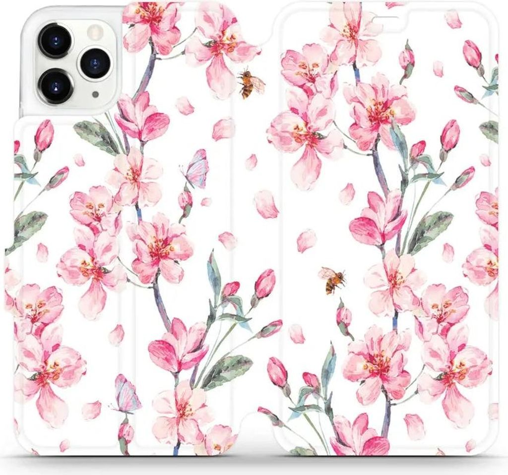 Handyhülle mit klappe für iPhone 11 Pro Max, Mobiwear Book, Rosa Frühling