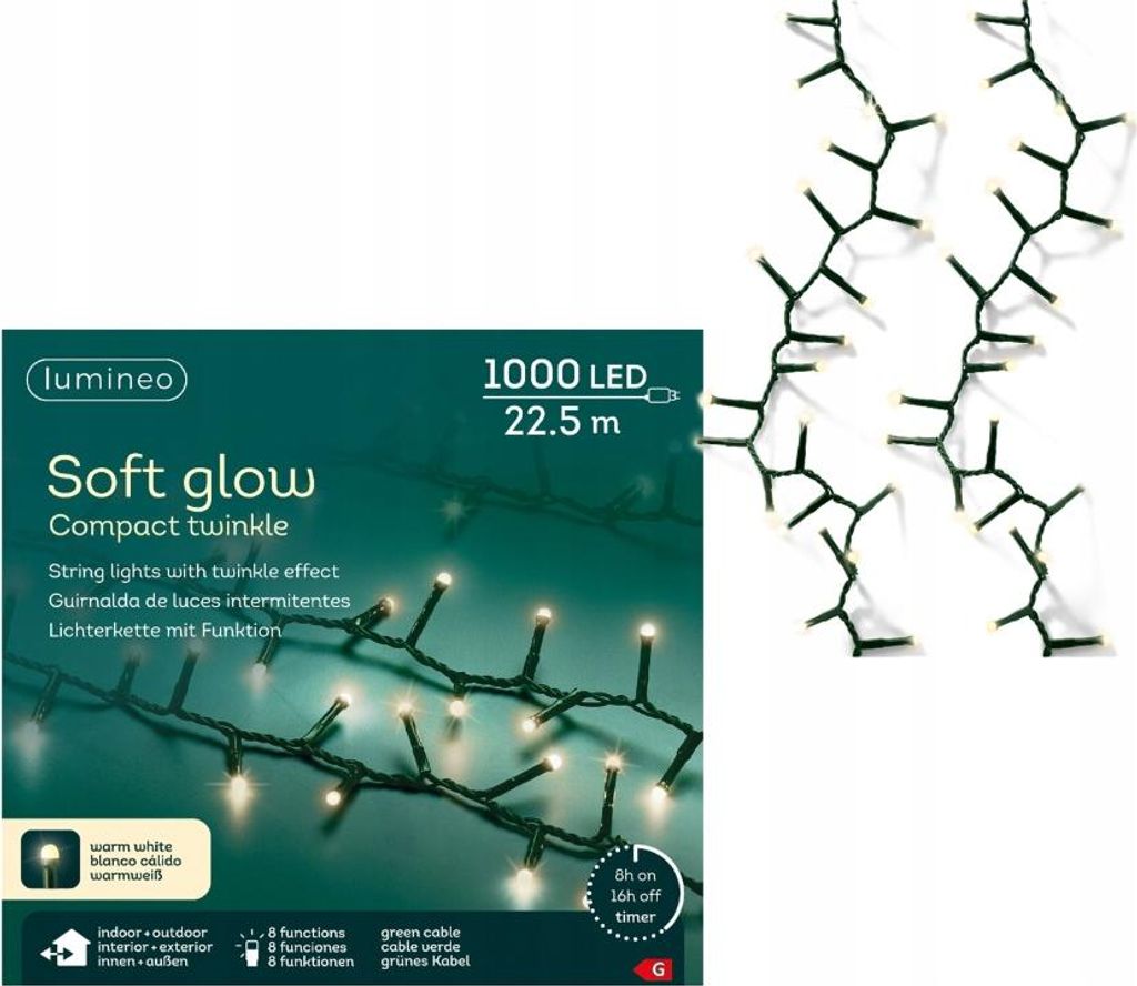 LED Weihnachtsbeleuchtung 1000 Lichter warmweiß 22,5m 8 Produktbild 
