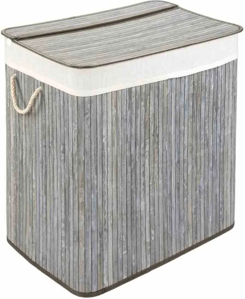 Organizer Biancheria Bamboo 150L WohnDirect Grigio 61x61cm