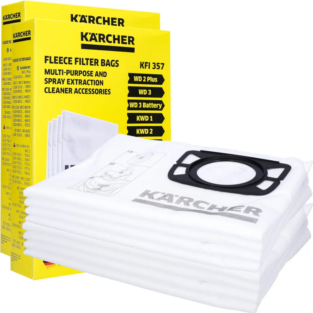 Sacs filtrants indéchirables pour Karcher WD2 WD3 - Filtration 8 pièces