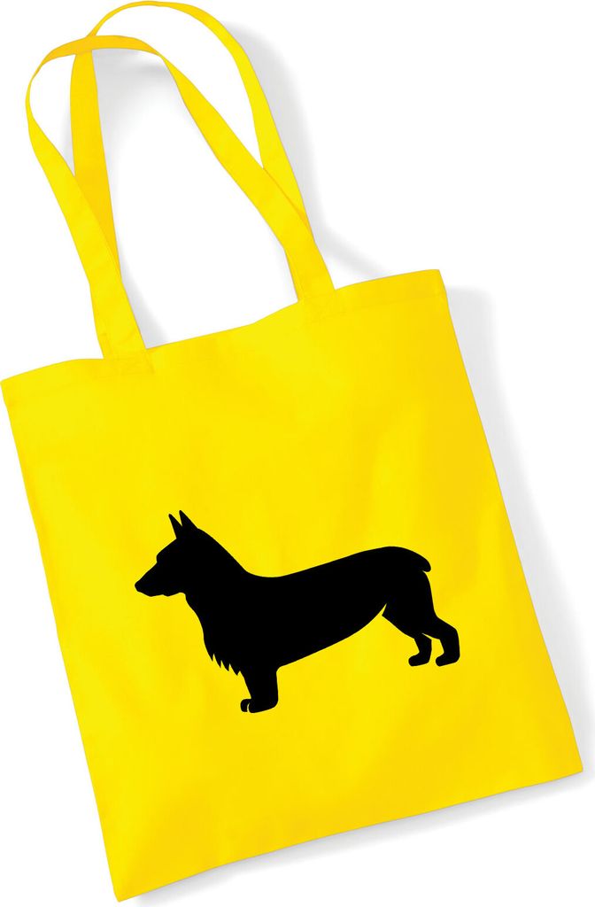 Huuraa Jutebeutel Welsh Corgi Pembroke Silhouette 10 Liter Yellow Baumwolle Tasche Geschenkidee