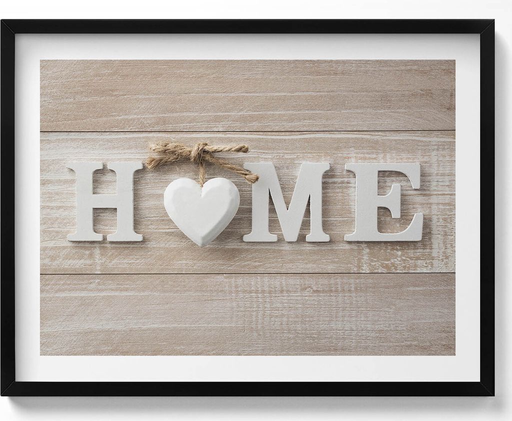 Inschrift des Hauses– Wandbild mit Rahmen – Gerahmtes Bild – Wanddekoration – 80x60 cm – Schwarz Rahmen