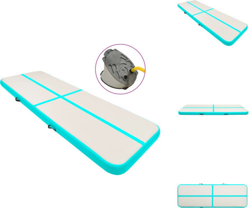 vidaXL Aufblasbare Gymnastikmatte mit Pumpe 500x100x20 cm PVC Grün - Yoga- & Pilatesmatten