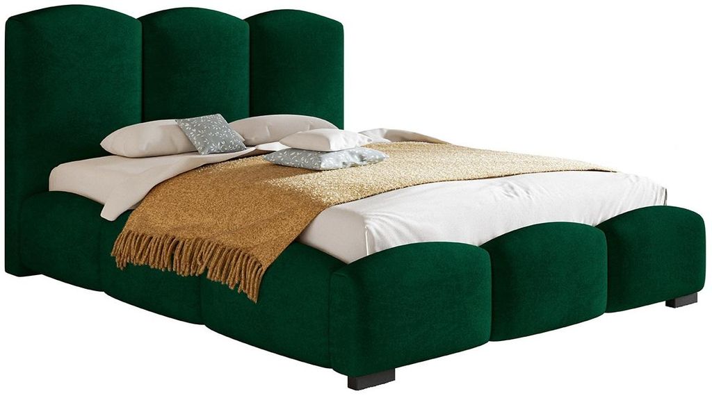 Polsterbett 180x200 cm Roma - Doppelbett mit Bettkasten - Metall-Lattenrost, Dicker Schaum, Bett 180x200 Grün