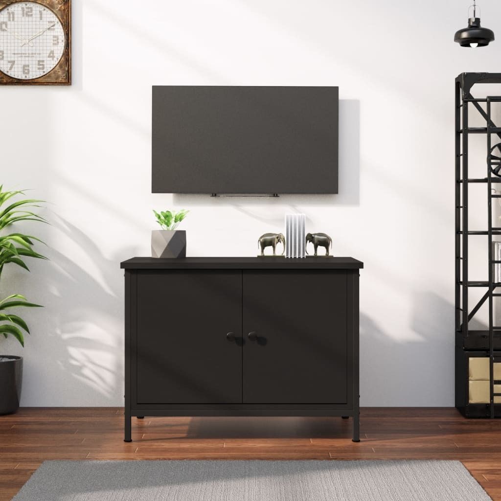 TV-Schrank mit Türen Schwarz 60x35x45 cm Holzwerkstoff , TV-Schränke Design 2024