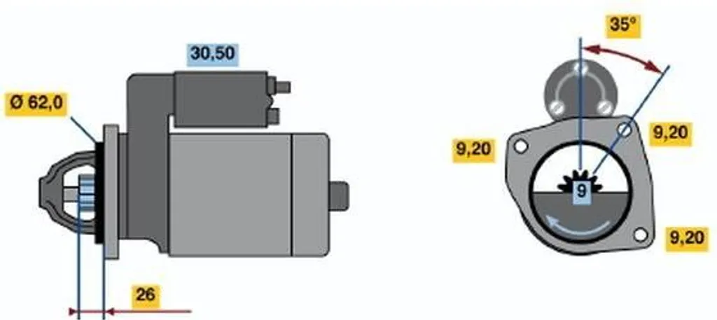Démarreur BOSCH 0 986 016 961 OE 7696595 pour Fiat Cinquecento 0.9