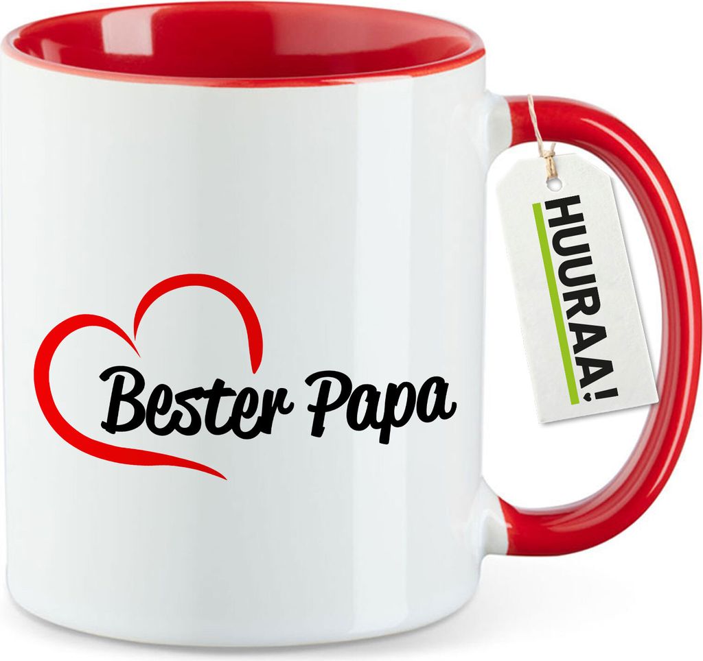Huuraa Kaffeetasse Bester Papa Herz 330ml Rot Keramik Kaffeebecher Geschenkidee