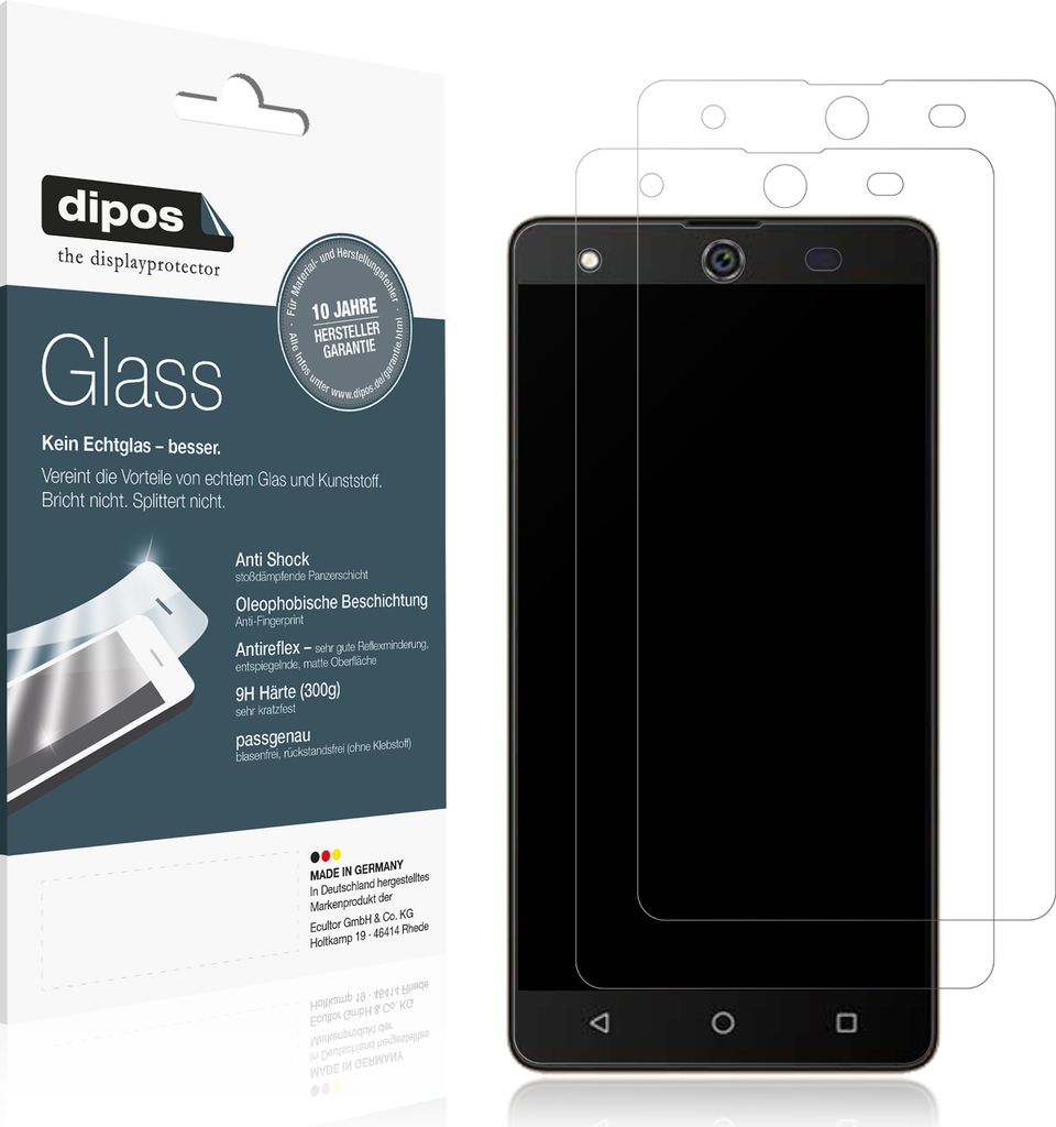 2x Schutzfolie für Symphony i10 matt - Anti-Shock 9H Folie dipos Glass