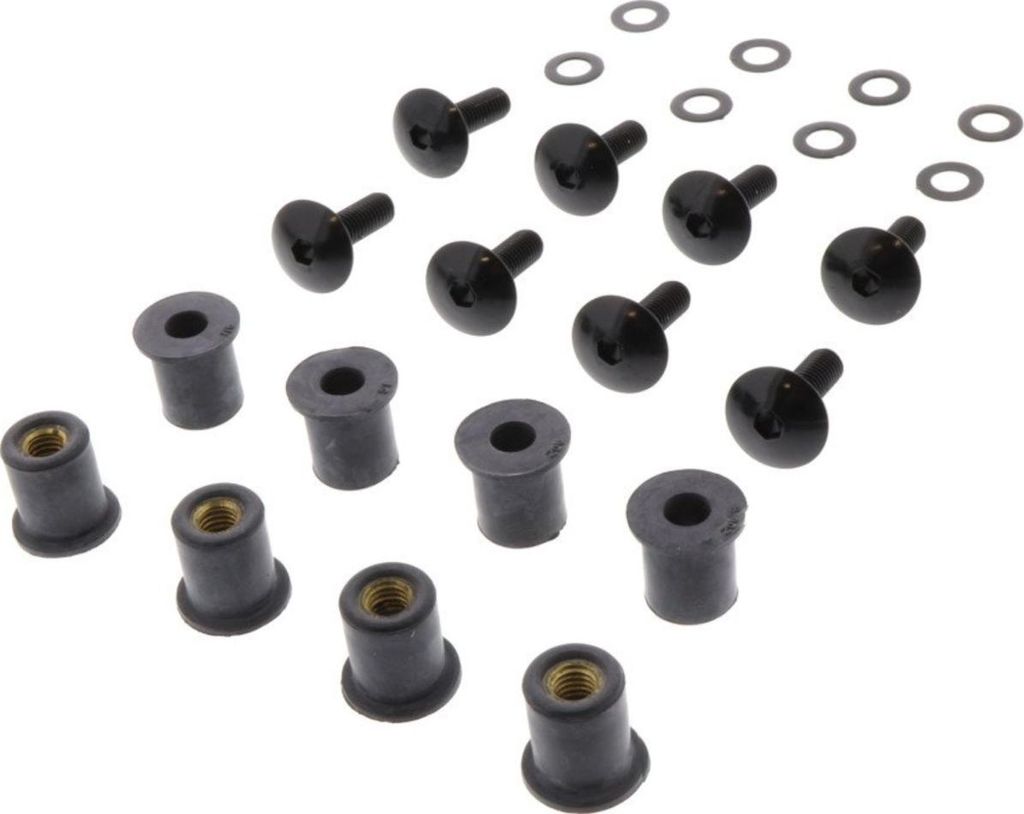 Verkleidungsschrauben Set JMP schwarz mit Gummimutter 6x20mm