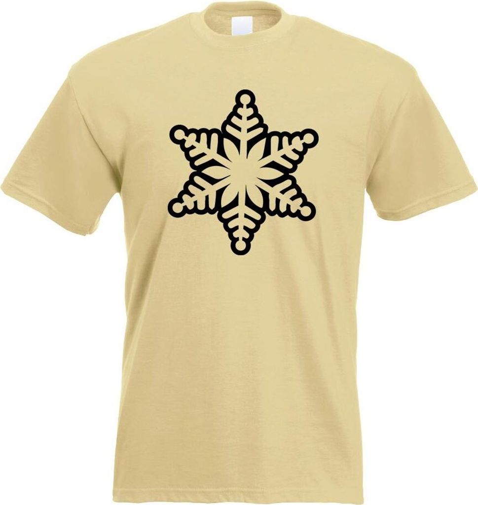 Kiwistar - T-Shirt - Khaki - Schneeflocke Design 2 Motiv Bedruckt Funshirt Design Print - mit Motiv Bedruckt - Funshirt Design - Sport - Freizeit -...