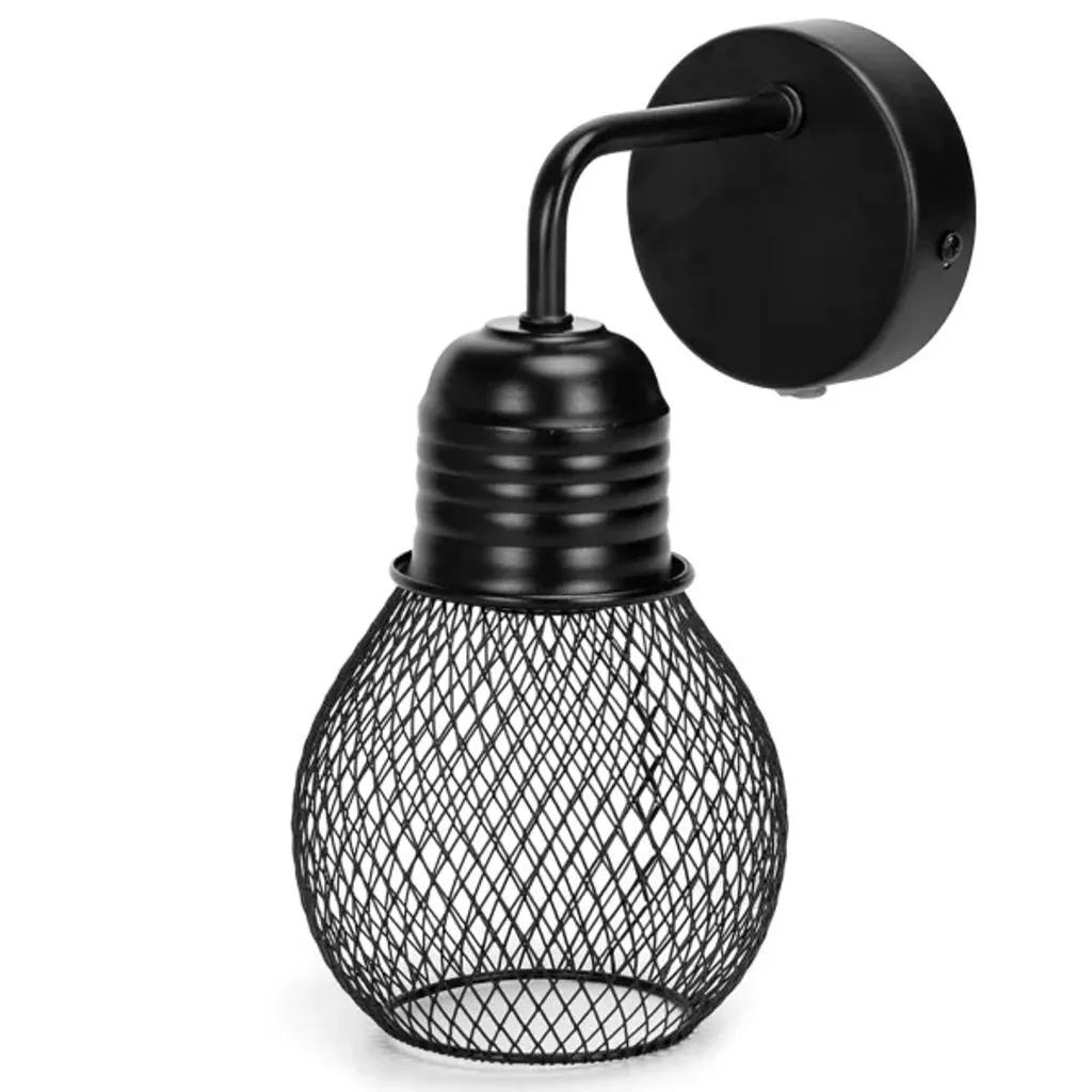 Lampada Retrò Gabbia Nera Metallo - Applique da Muro Soppalco Vintage