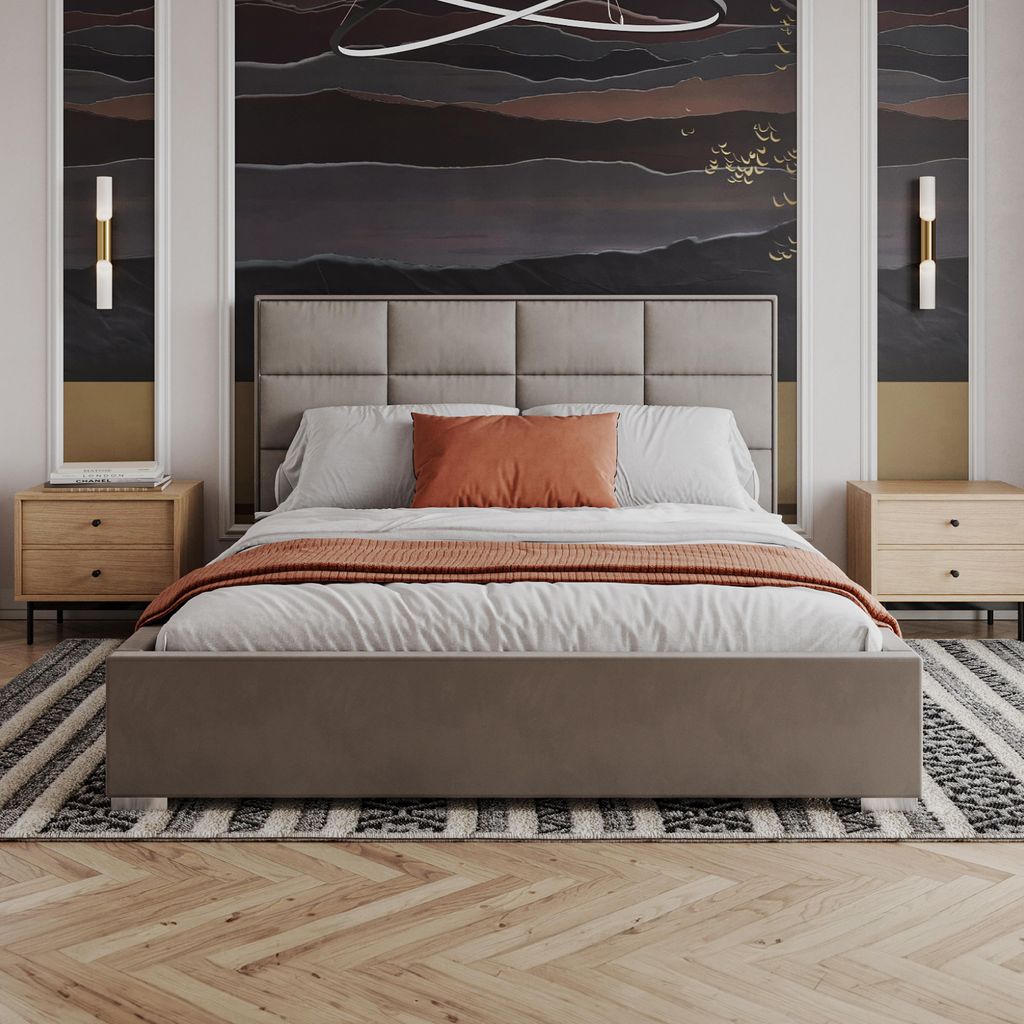 FDM Bett APOLLO Paris 160x200 cm Polsterbett mit Lattenrost aus Metall Bettkasten Stauraumbett Samt mouse