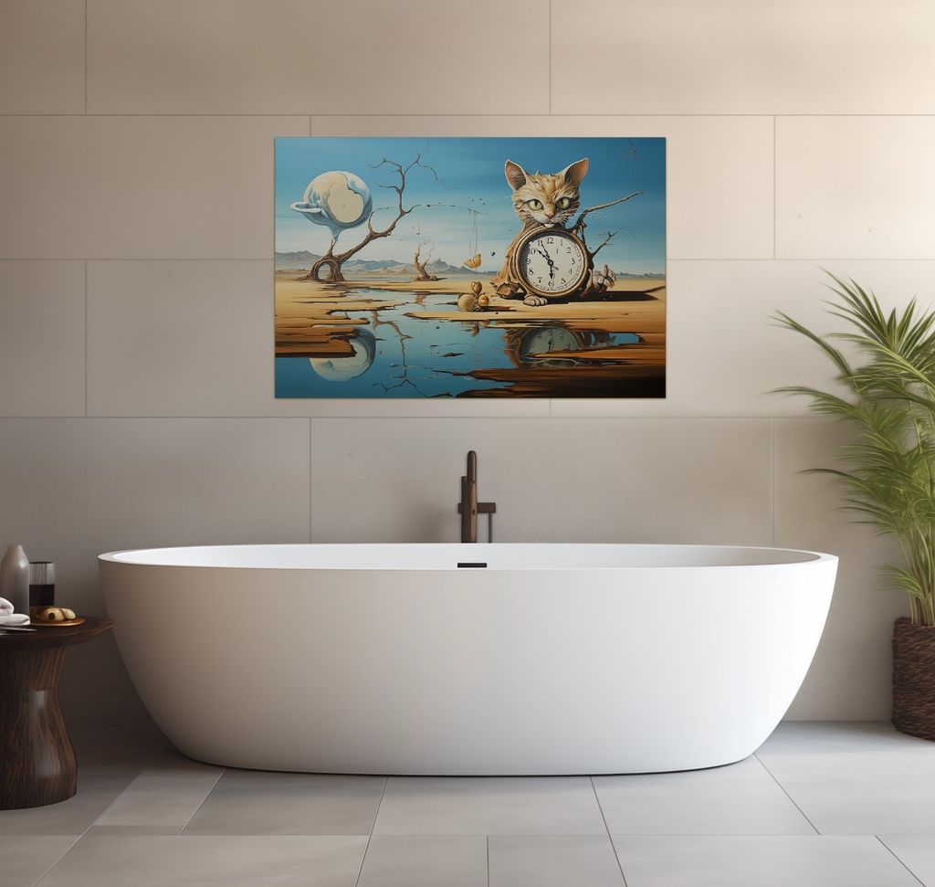 Wallario wasserfestes Poster selbstklebend 91,50 x 61 cm, Bewacher der Zeit, Badezimmerposter Spritzschutz mit Hochglanzoberfläche in Glasoptik
