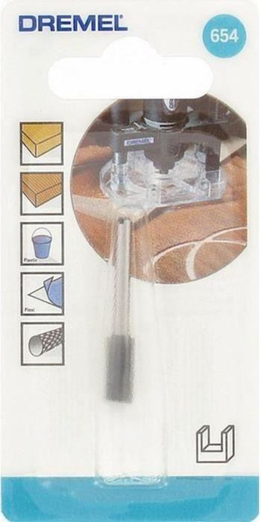 DREMEL Nutfräser 654, Arbeitsdurchmesser 6,4mm, Gerade Nutfräser, Universal zum Ausfräsen oder Nuten