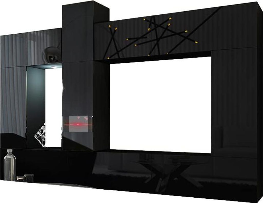 Furnitech Wohnwand Wohnzimmer - Hängend Wohnwand Modern - Regale und TV Schrank - Wohnzimmer Möbel ohne LED (Future C39/HG/B1 1A)