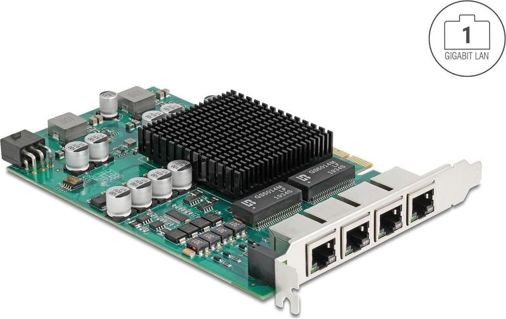 Delock PCI Express x4 Netzwerkkarte Gigabit LAN 4 x RJ45 mit PoE+ i350