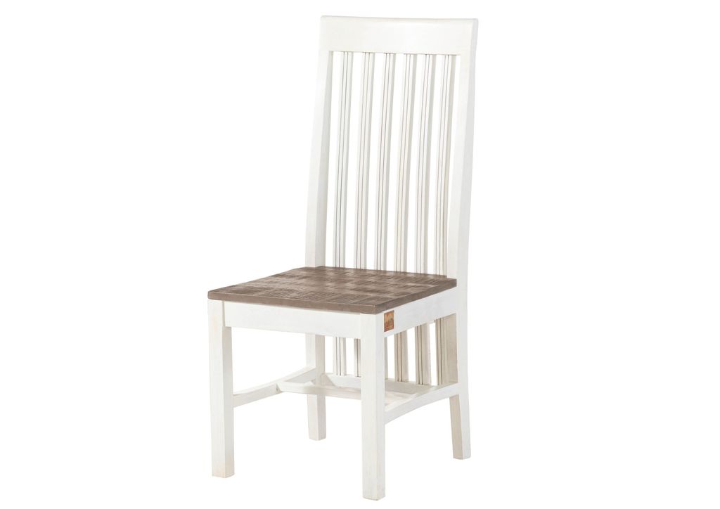 MASSIVMOEBEL24 Stuhl Mango 45x51x108 weiß lackiert TOULOUSE #113