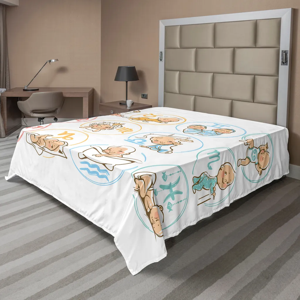 ABAKUHAUS Drap plat Astrologie Bébé Signes du Zodiaque 275x260cm
