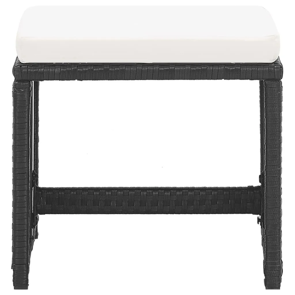 Tabouret de jardin design noir en polyrotin avec coussin confortable