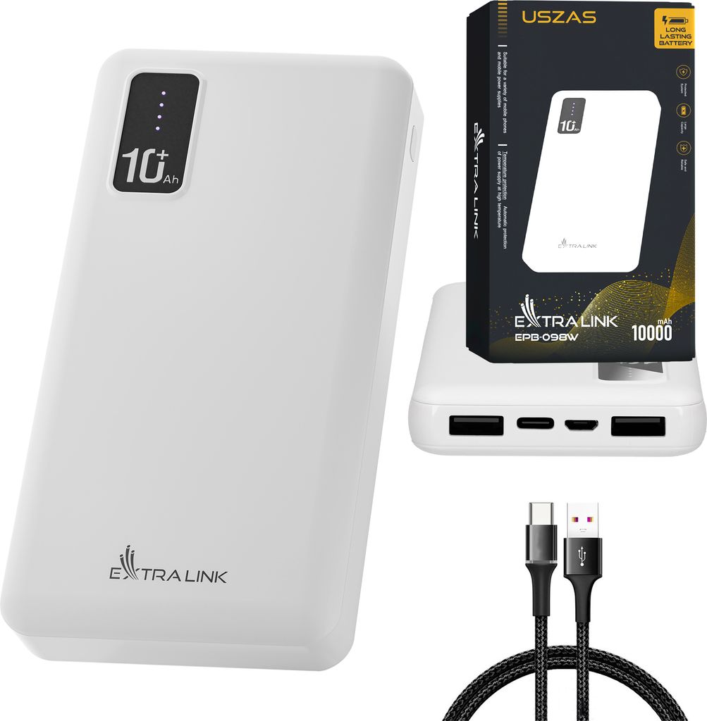 Powerbank mit Größe Kapazität 10000mAh 2 Ports Ausgänge (USB Type - C und Micro - USB) mit jedem elektronischen USB-Gerät und Handy kompatibel...