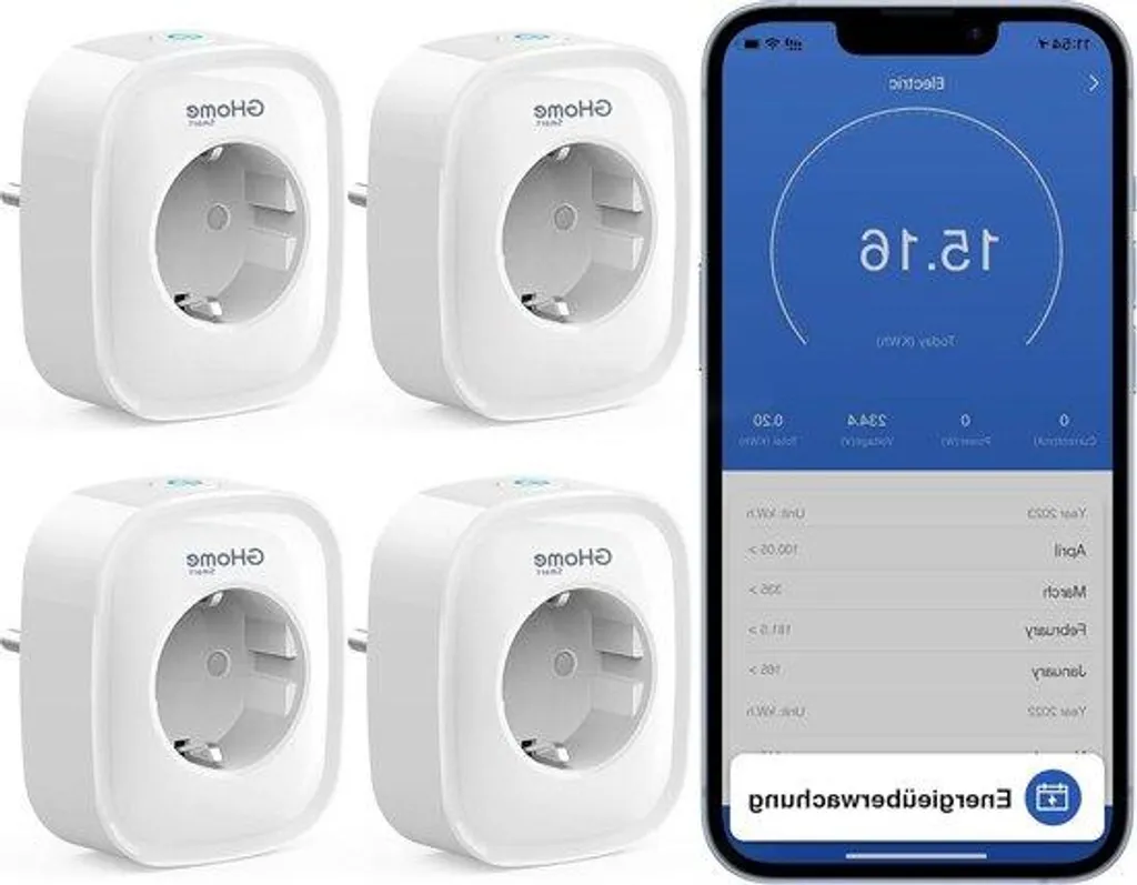 Prise Wi-Fi intelligente 16A avec mesure de consommation lot de 4 pièces
