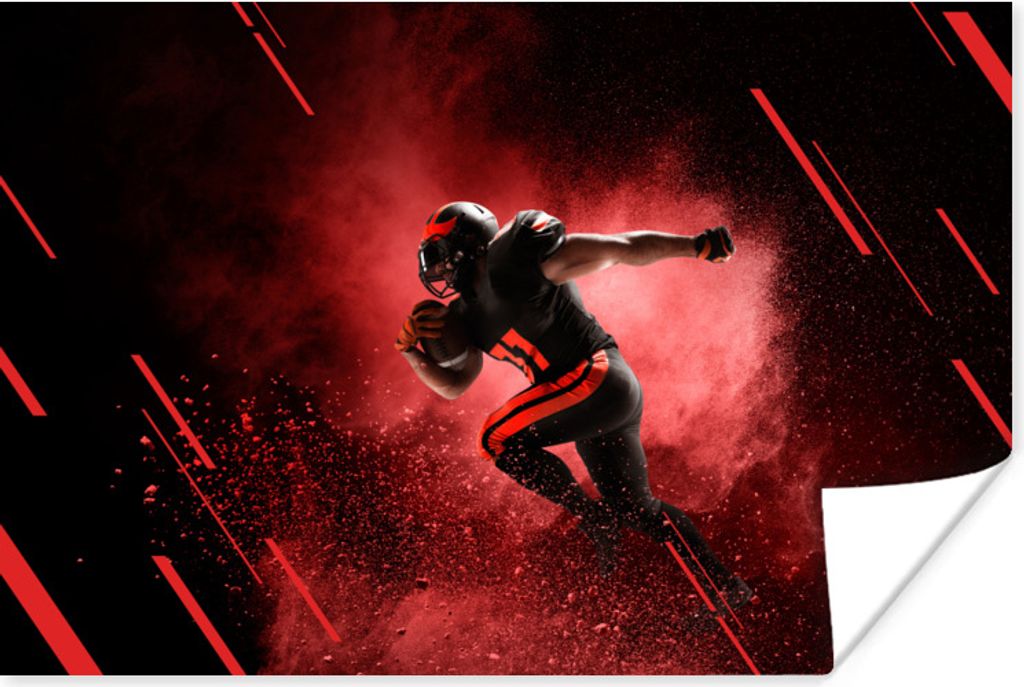 MuchoWow Poster Rugby - NFL - Rauchen 120x80 cm - Bilder