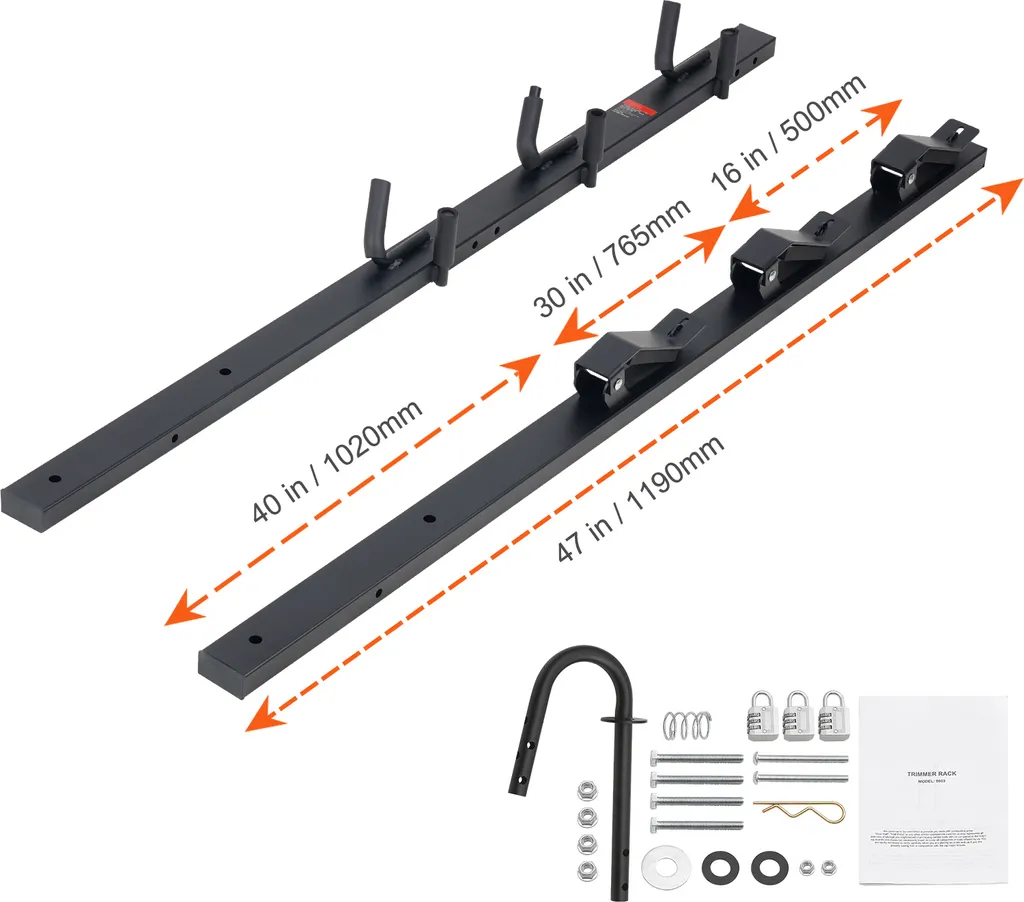 SucceBuy Support Coupe-Herbe pour Remorque Paysagère à 3 Compartiments - 8