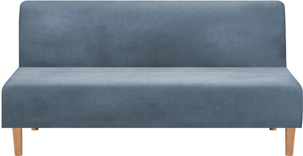 Samt Futon Bezug Armlose Sofabezüge, Schlafsofa Stretch Futon Couchbezug Sofa Schonbezug Möbelschutz, blaue Asche