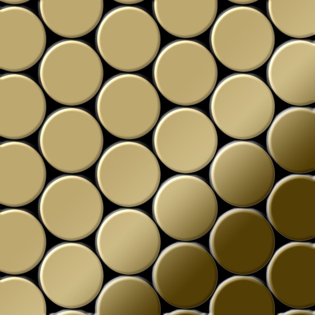 Mosaik Fliese massiv Metall Titan hochglänzend gold 1,6mm stark Dome-Ti-GM