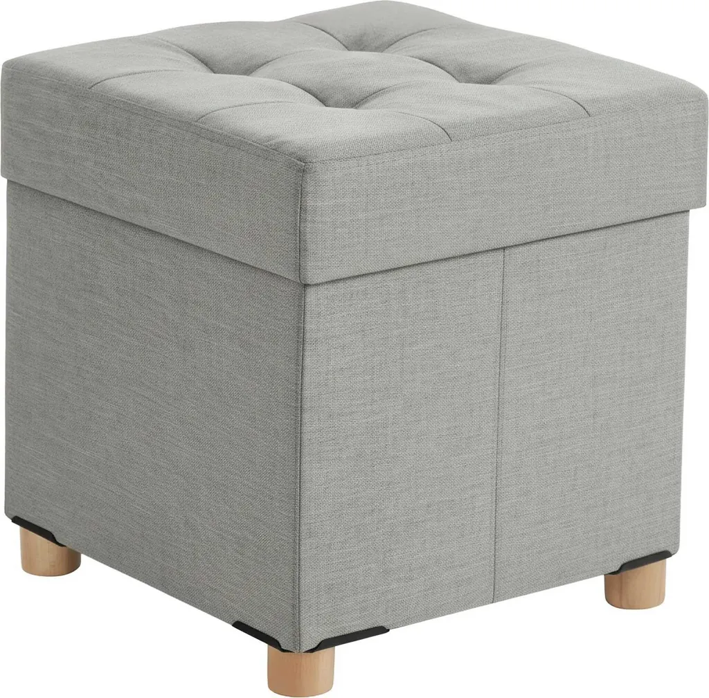 Pouf de rangement capitonné et banc d'appoint avec pieds en bois massif clair