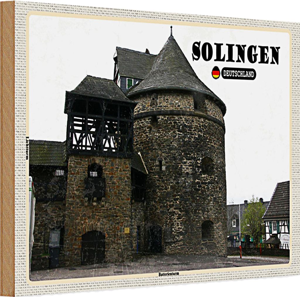Holzschild Städte Sollingen Batterienturm 30x20cm