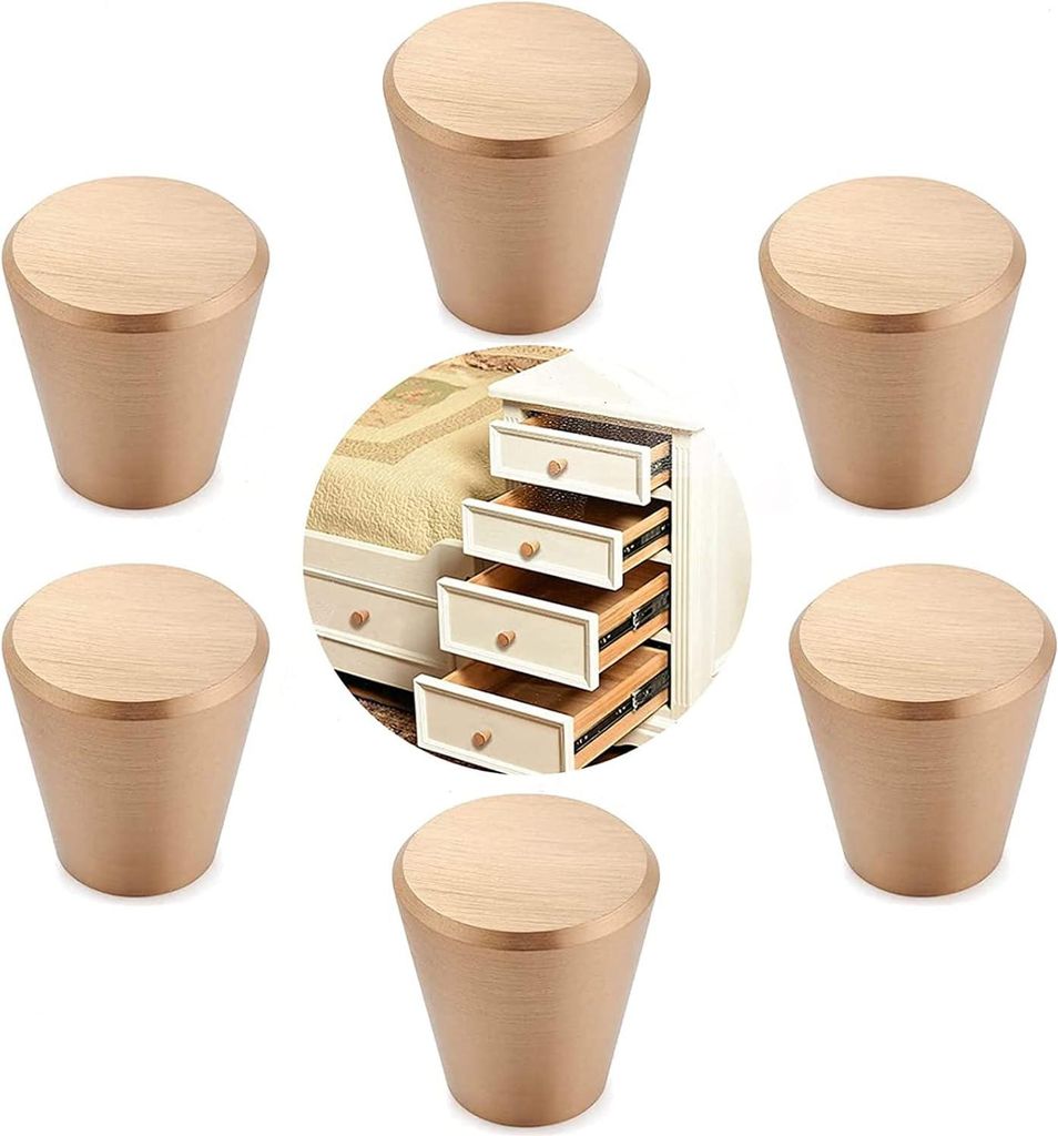 Goldene Metall-Knopfen - 10 Stück - für Schränke und Schubladen - Aluminium