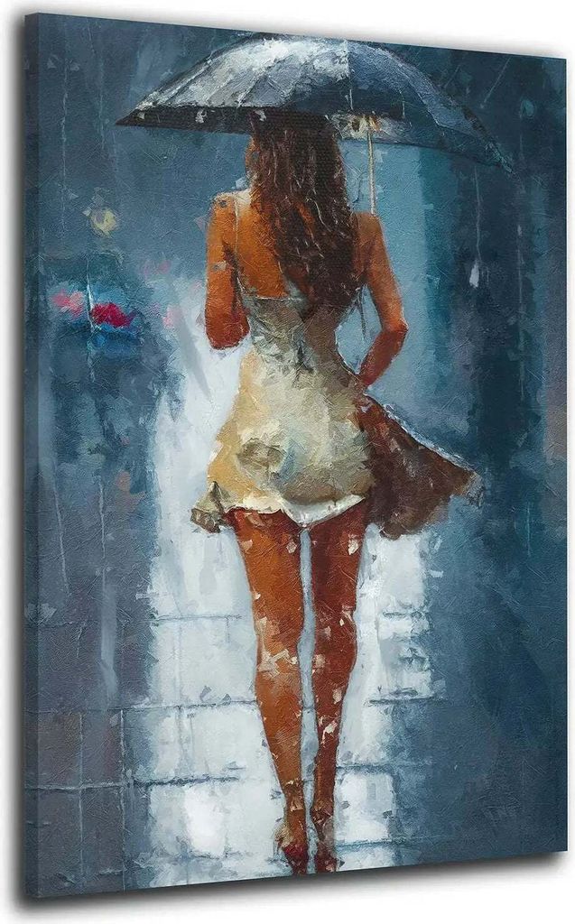 Wandbild Leinwandbild Frau im weißen Kleid Kunstdruck XXL Wanddeko: 60x90x4cm