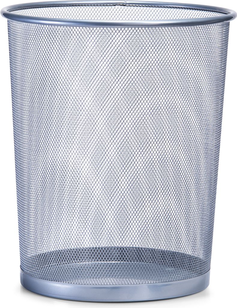 Papierkorb Mülleimer für Büro, Bad, Jugendzimmer & Kinderzimmer 23,5 Liter, Ø29,5 x 35 cm, Metallgeflecht, rund, silber
