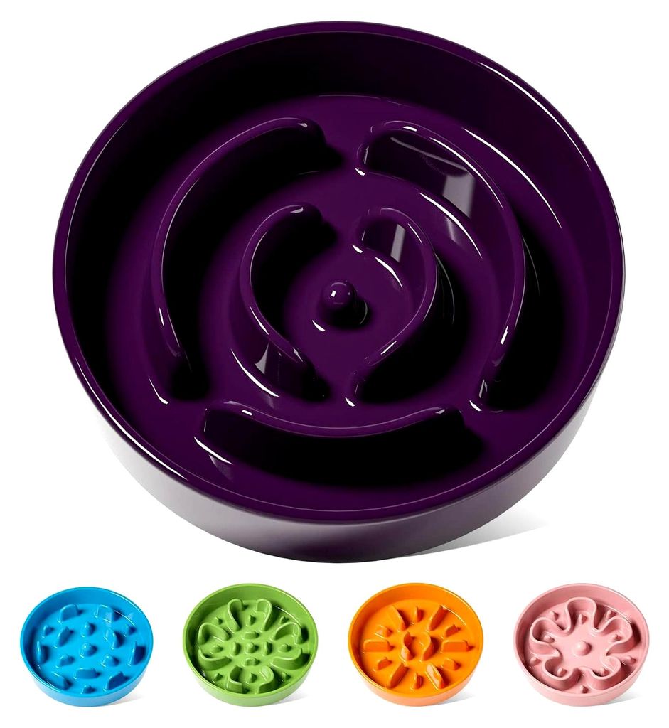 Keramischer Hundenapf, Antischlingnapf für mittelgroße und kleine Hunde, langsames Fressen und Spaß für den Hund, Fressnapf mit rutschfestem De...