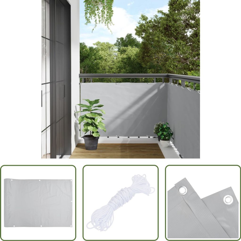 The Living Store Garten-Sichtschutz Grau 500x90 cm PVC