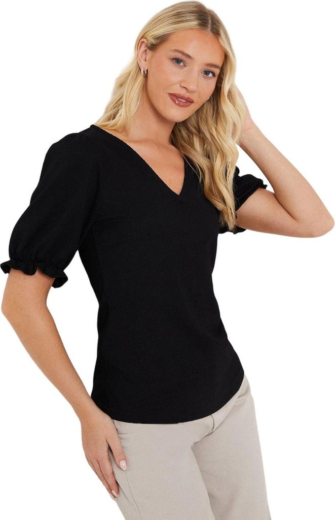 Dorothy Perkins - Oberteil V-Ausschnitt für Damen kurzärmlig DP5836 (XL) (Schwarz)