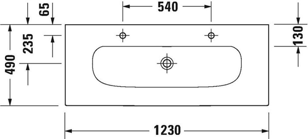 DU Möbelwaschtisch Viu 1230mm, Weiß m.ÜL, m.HLB,2 HL, 1 Becken, WGL
