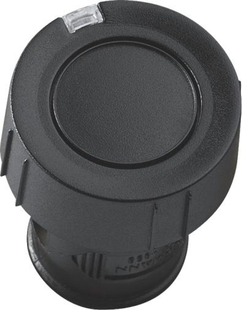 A close-up, top-down view of a black Hörmann Handsender HSZ1 868-BS SW-Europa remote control.