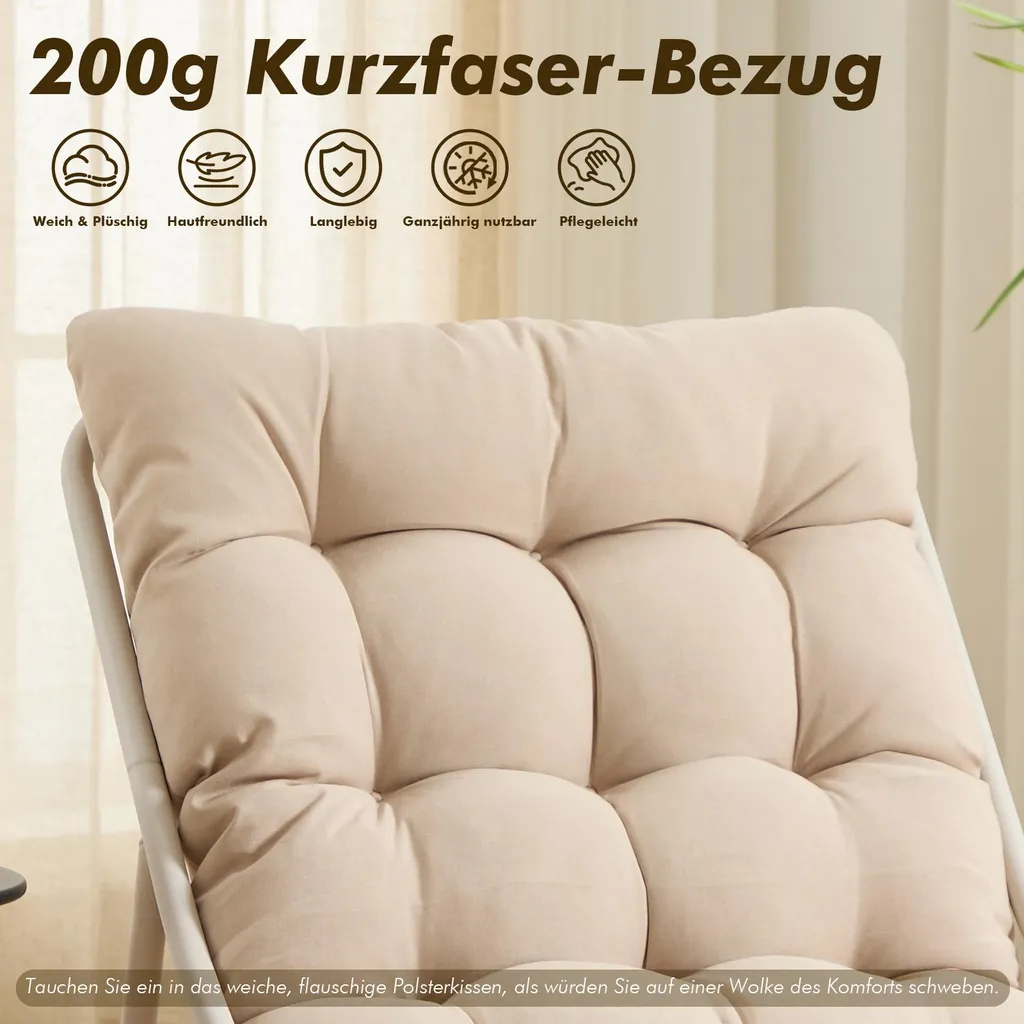 Fauteuil de salon avec pouf et structure en métal pour véranda chic