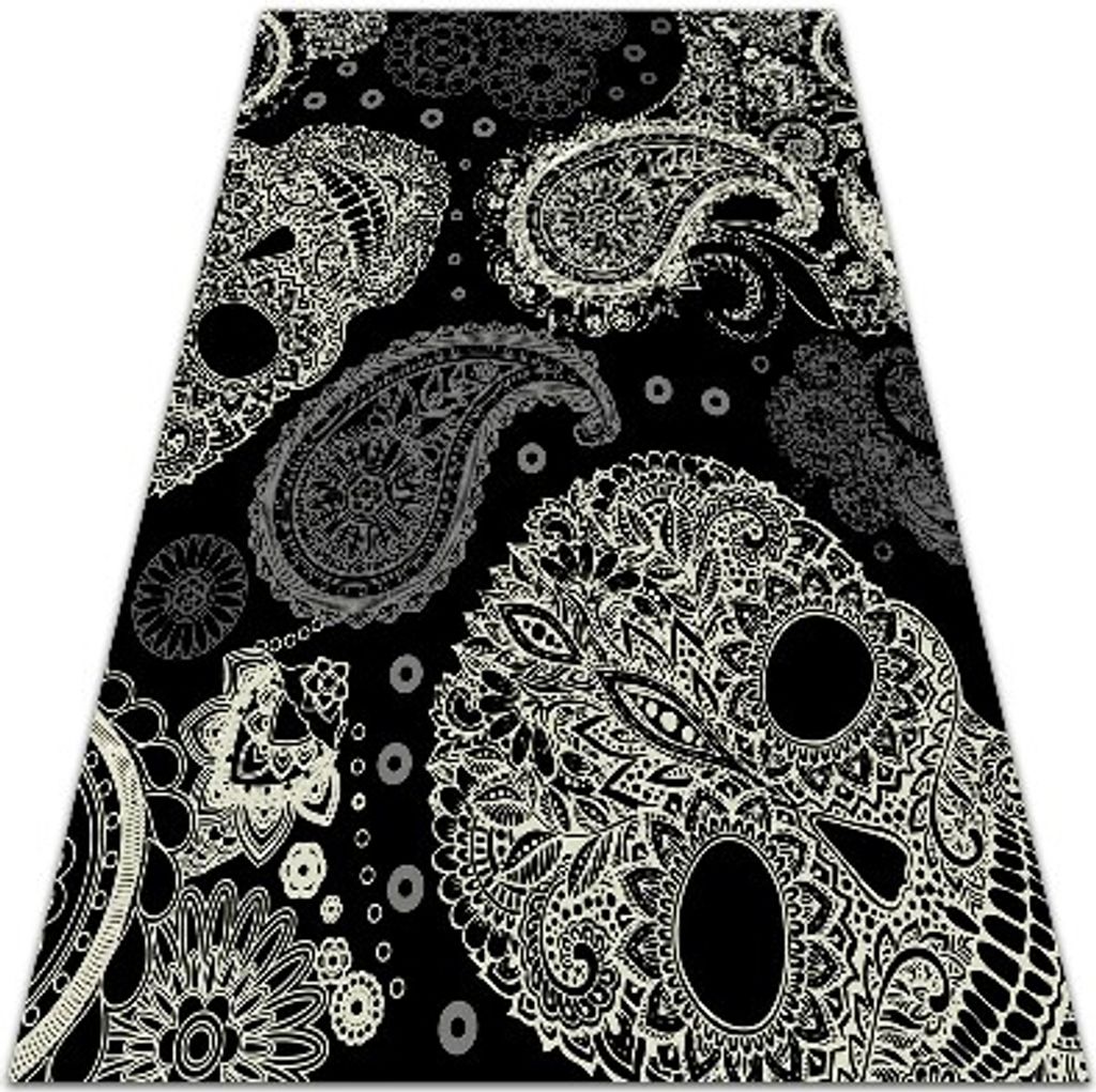 Vinylteppich mit Muster für Balkon oder Innenraum - Black Skulls 100x150